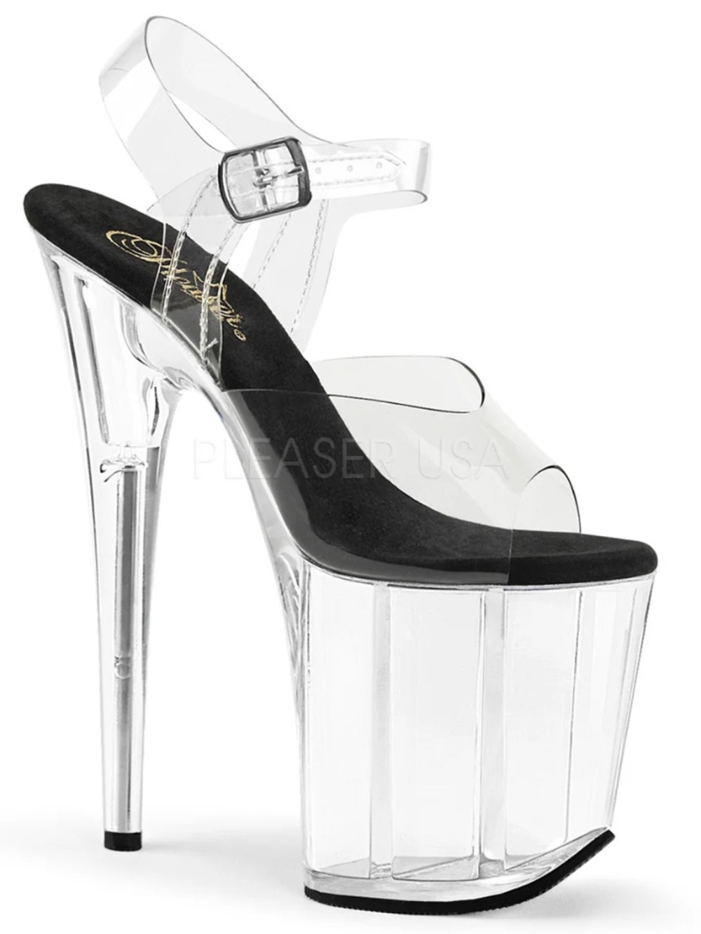 PLEASER  Flamingo-808 Clear 8" Size 8 NWT Dance Heels